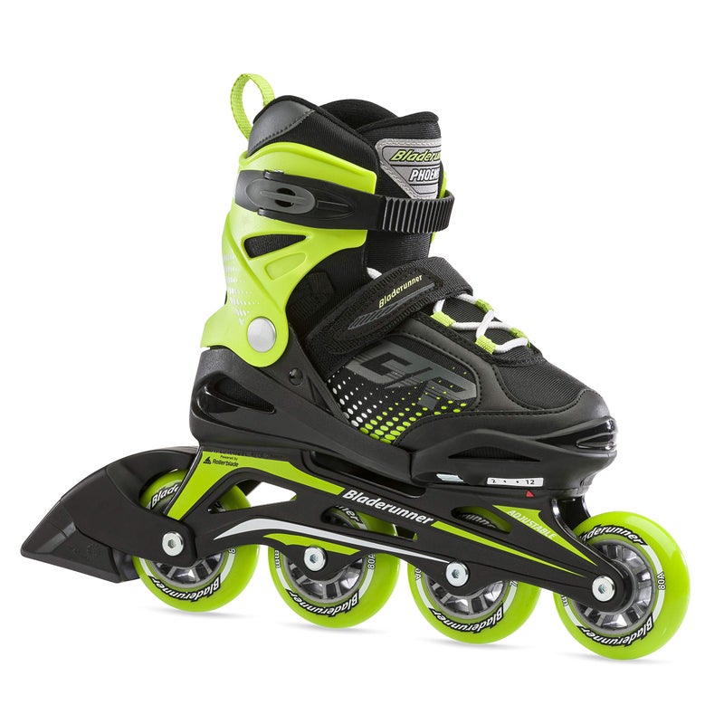 ROLLERBLADE بلادرونر بواسطة رولر بليد فينيكس أولاد زلاجة لياقة بدنية قابلة للتعديل، أسود وأخضر مقاس 5-8 - Image 1